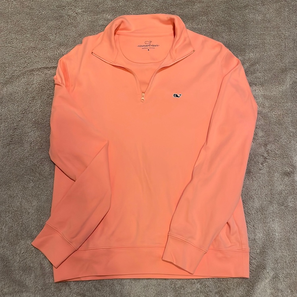 vineyard vines pink quarter-zip pullover, size S